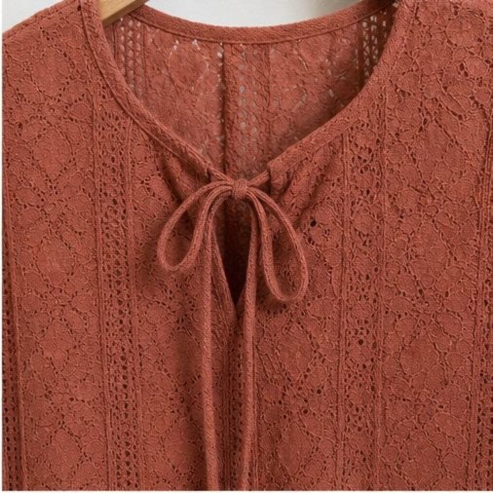 Rust Lace Trim Top - Picture 4 of 6